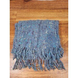 Mucros Weavers Alpaca Blue Popcorn Wool Blend Luxury Scarf Made Ireland